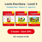 Lecto Escritura Level 3 Complete Pack – Books 1–3 (spiral-bound)